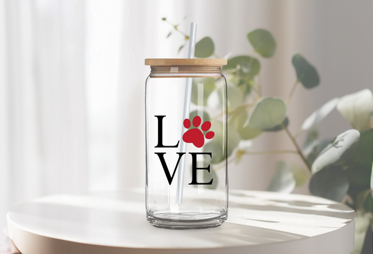 Pawsible Love Glass Cup w/ Straw